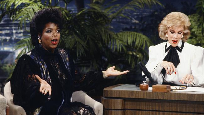 Oprah during a 1986 appearance on Rivers’ program. Picture: Getty