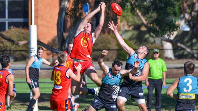 Portland Football Club, in action during the 2019 season against Flinders Park, is looking for a new senior coach for 2021. Picture: Brenton Edwards