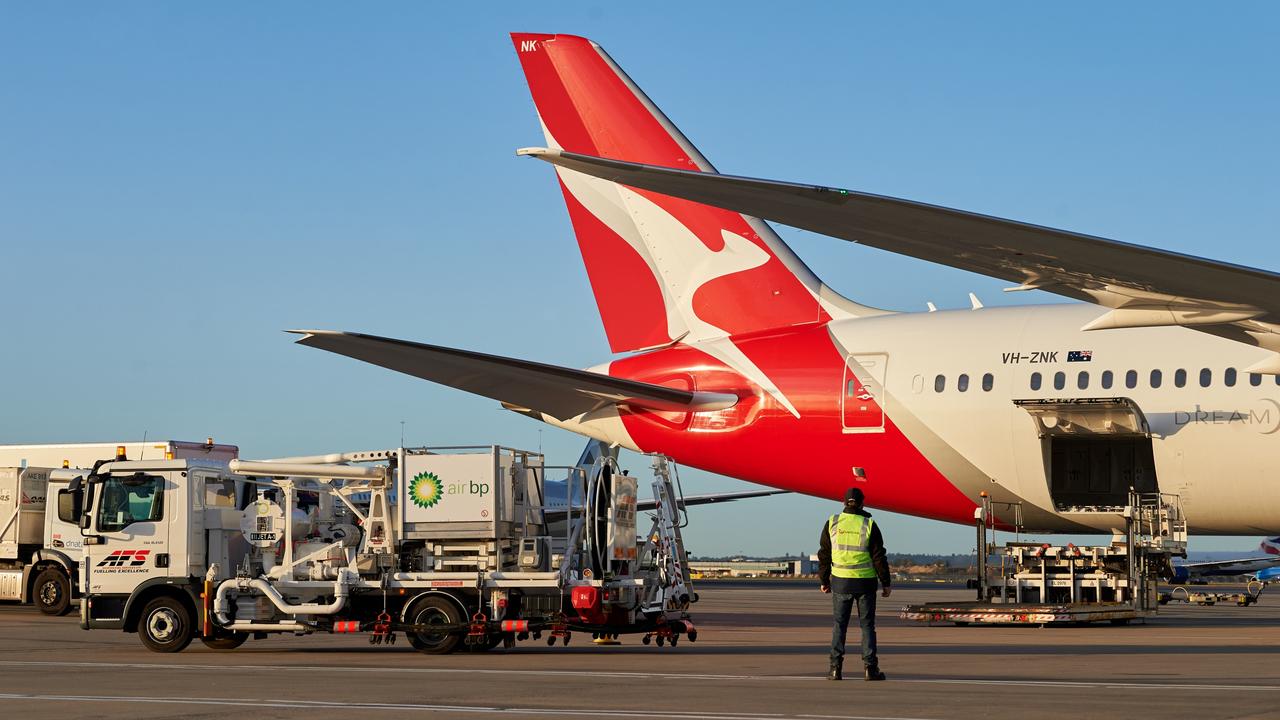 Qantas currently sources sustainable aviation fuel at Heathrow in London to help reduce emissions on long haul flights. Picture: Supplied