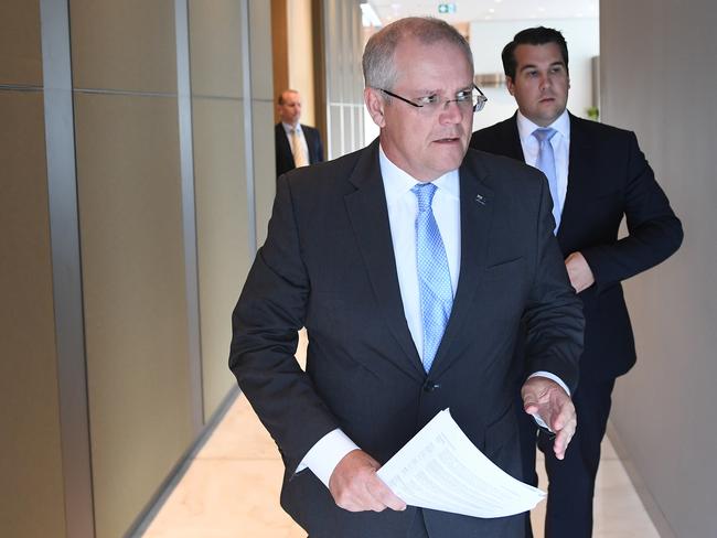 Federal Treasurer Scott Morrison with Assistant Minister to the Treasurer Michael Sukkar. Picture: AAP/Julian Smith