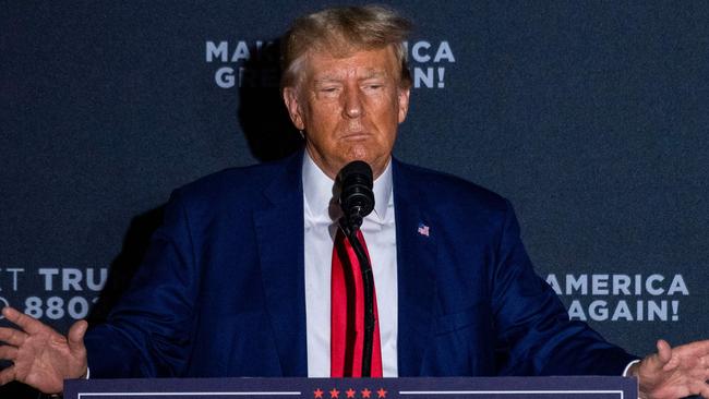 Donald Trump speaks during a campaign rally in Windham, New Hampshire. Picture: AFP.