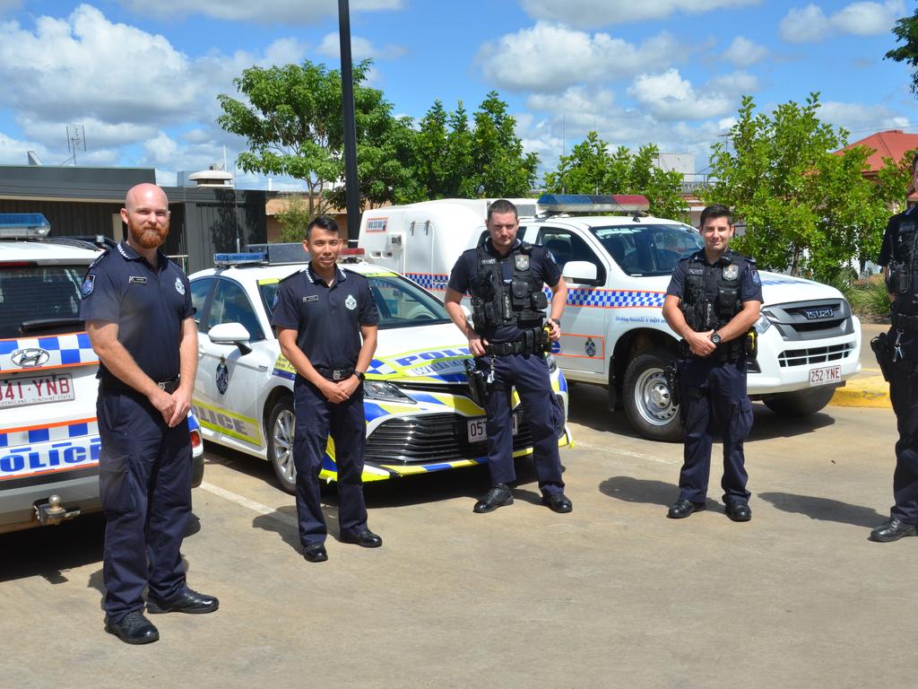 NEW RECRUITS: Matthew Tunbridge, Lam Duy Nguyen, Ethan Parker, Brandon Jackson, and Tom Lynan will be working alongside experienced officers in Kingaroy and Murgon. Photo: Madeline Grace