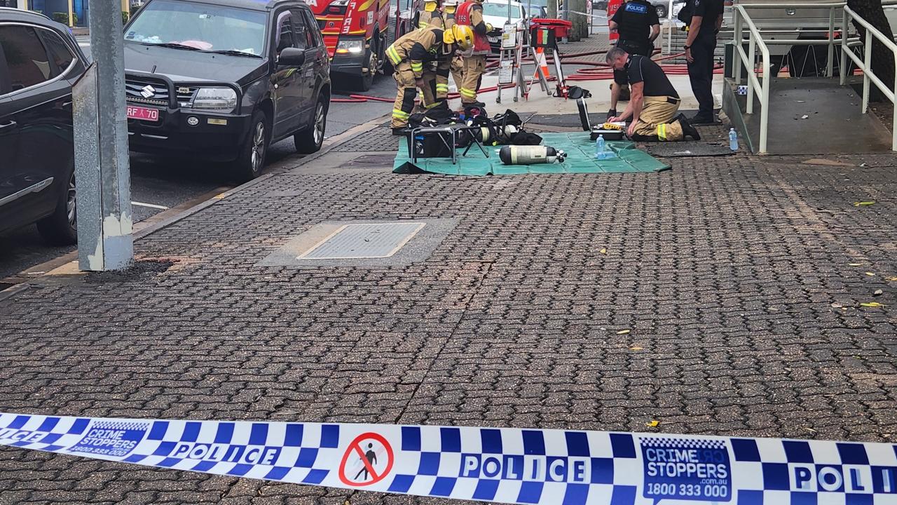 Police have taped off the Bolsover Street footpath in both directions. Picture: Darryn Nufer.