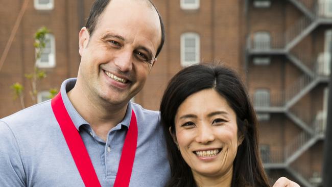 Pride of Australia VIC winner Mat Bowtell with his wife Yuka Kashimura. Picture: Dylan Robinson