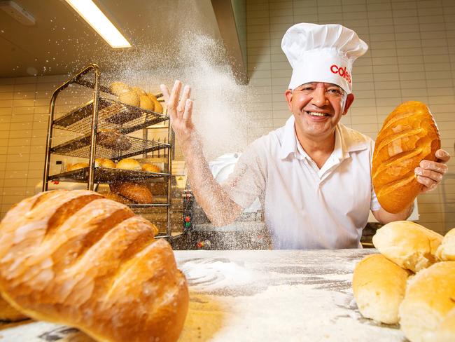 Coles baker Mauricio Luna is pictured at Coles Moonee Ponds, in Victoria. Picture: Mark Stewart