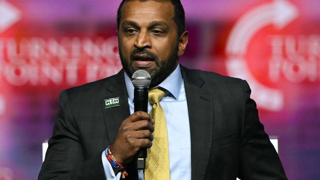 Mr Patel at a Turning Point USA event, supporting Mr Trump, in October. Picture: Patrick T. Fallon/AFP