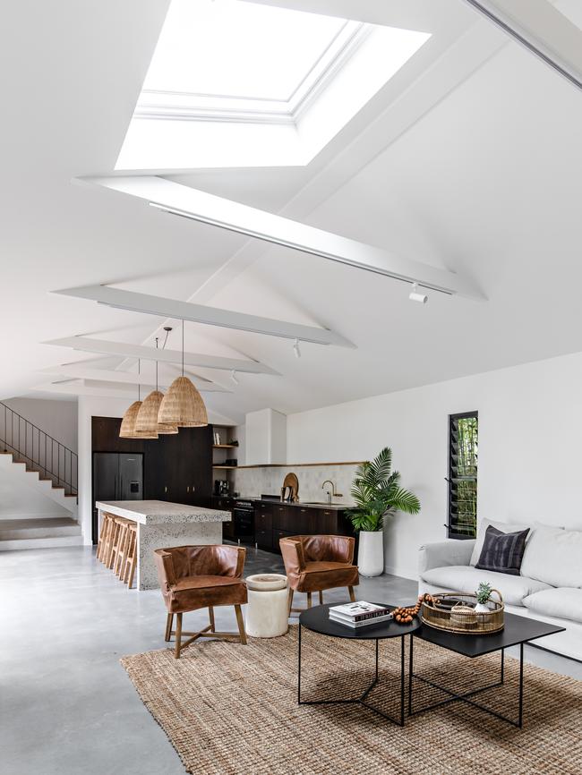 The open plan kitchen and living area.