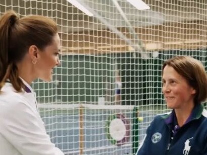 The photos were released to celebrate International Women's Day - including one of Princess Catherine with Wimbledon ball boy and girl trainer Sarah Goldson. Picture: Kensington Palace