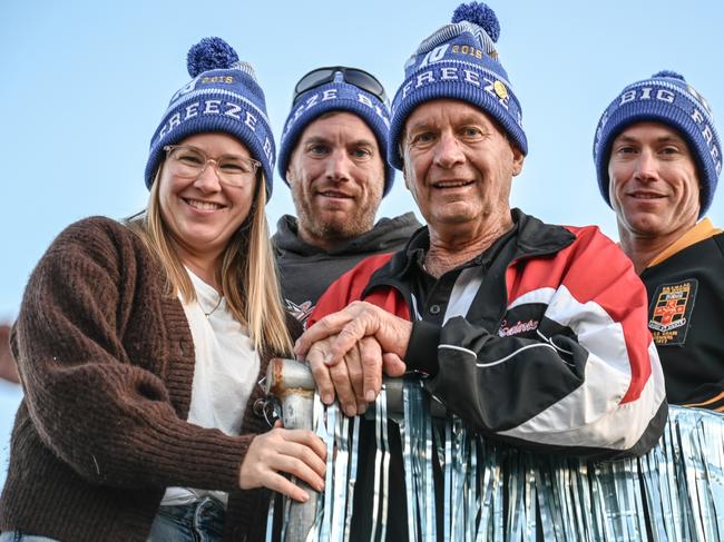 Jess I’Anson, Jordan Schilg, David Schilg, and  Luke Schilg  at the Brocklesby Burrumbuttock Big Freeze which raised more than $150,000 for MND.