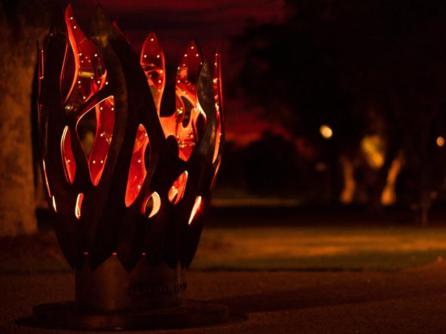 Darwin's New Eternal flame, designed by Hully Liveris (TBC) has been unveiled and is ready for ceremonies at Bicentennial Park. Picture: Che Chorley