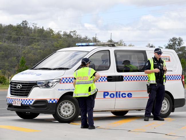 Police on the scene of a fatal truck crash Mount Juillerat Dr in Redbank PlainsSaturday February 6, 2021. Picture, John Gass