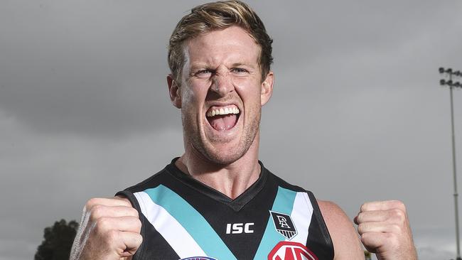 Port Adelaide captain Tom Jonas gave a lengthy Q&A with fans on Wednesday. Picture: Sarah Reed