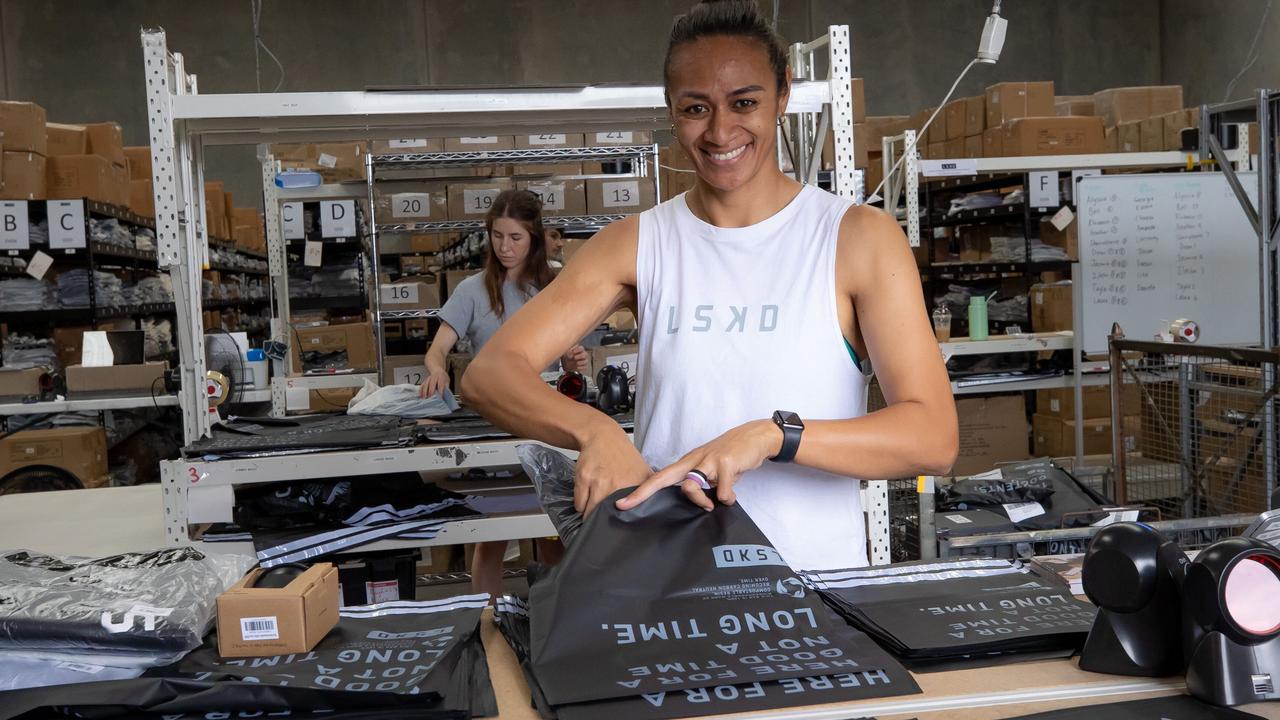 Heather Siteine (front) and Laura Kent at the LSKD warehouse preparing for Black Friday.