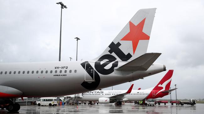 A Jetstar Airbus A320 and Qantas Boeing 737 had a close call at Darwin Airport, with the Safety Bureau launching an investigation into the incident. Picture: Brendan Radke