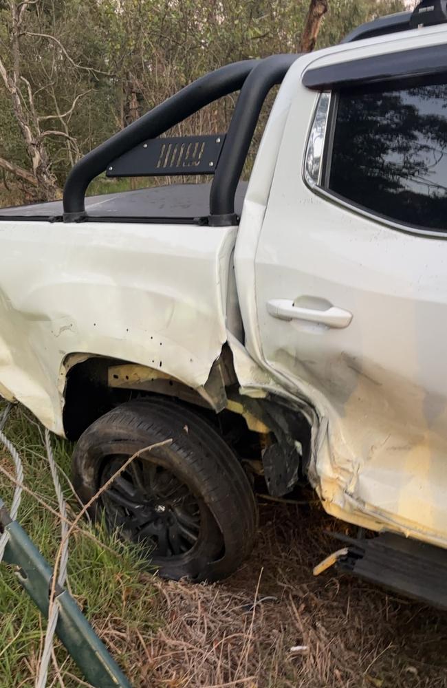 Gage Huson was driving to work when a stolen car clipped his back wheel forcing him to spin out of control. Picture: Supplied
