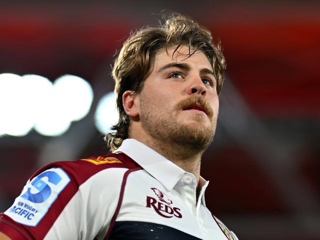 BRISBANE, AUSTRALIA - FEBRUARY 21: Fraser McReight of the Reds takes to the field during the round two Super Rugby Pacific match between Queensland Reds and Moana Pasifika at Suncorp Stadium, on February 21, 2025, in Brisbane, Australia. (Photo by Albert Perez/Getty Images)