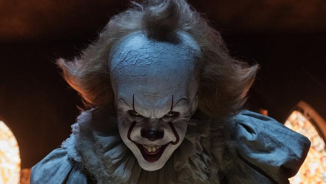 Swedish actor Bill Skarsgard as Pennywise the clown in a scene from It.