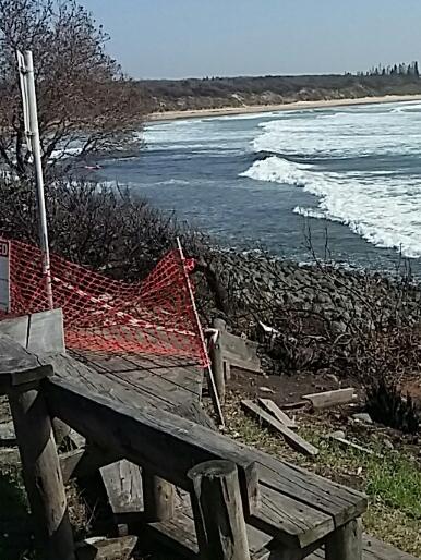 Saltwater National Park surf point steps damaged by fire.