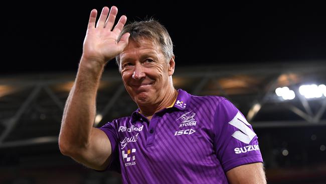 Craig Bellamy will coach his ninth NRL grand final on Sunday. Picture: Bradley Kanaris/Getty Images