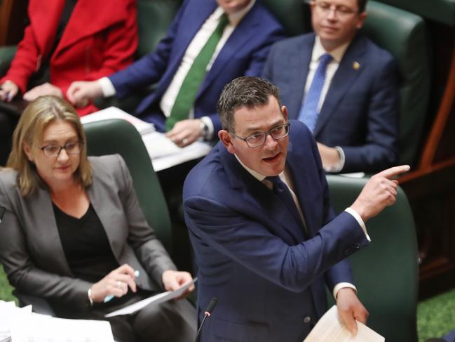 Premier Daniel Andrews has come under fire for calliing a female MP a “halfwit grub”. Picture: David Crosling