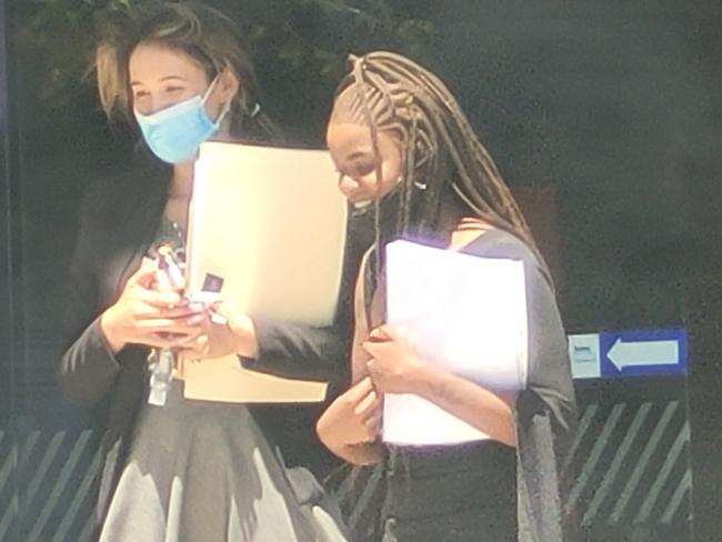 Sunshine Coast teenager Tiana Rorisang Jen leaves Maroochydore Magistrates Court with lawyer Belinda Robinson after being charged with assaulting police.