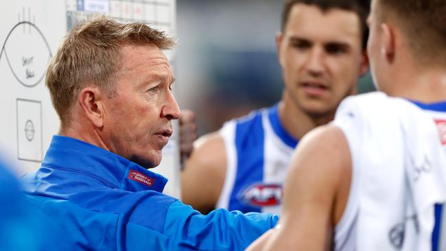 North Melbourne coach David Noble is under the gun. Picture: Dylan Burns/AFL Photos via Getty Images