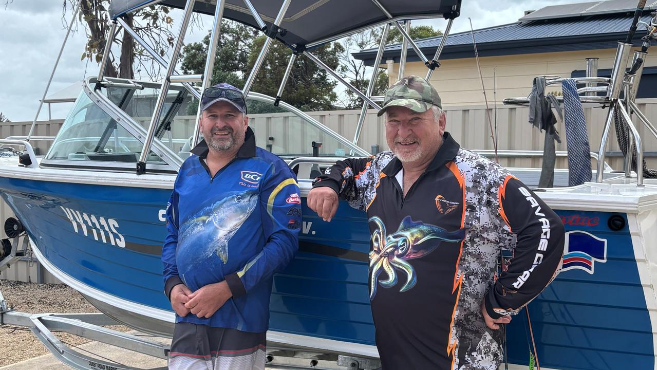 Clinton Wood (left) and Paul Bastian (right) with their 4.6m boat. Picture: Supplied