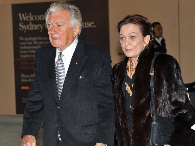 Former prime minister Bob Hawke with his daughter Rosslyn Dillon at the Opera House in 2013. Picture: AAP/Paul Miller