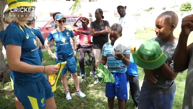 Australia women's cricket team visits stricken Barbuda