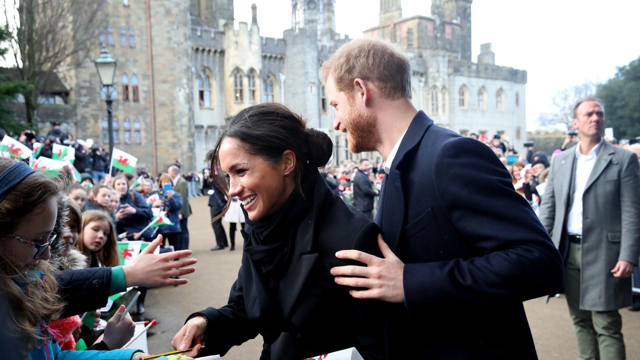 The duo signed autographs and shook hands with children as they arrived to Cardiff Castle on January 18, 2018. Picture: Chris Jackson/Chris Jackson/Getty Images