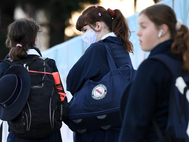 BRISBANE, AUSTRALIA - NCA NewsWire Photos AUGUST, 05, 2020.School students exit the Southbank train station in Brisbane. Students face losing their concession fares because Translink loophole doesn't grant cheaper fares to external students.Picture: NCA NewsWire/Dan Peled