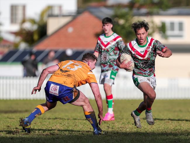 An elusive Tyrese Tuwairua-Brown getting past Aidan Kelso. Picture: Adam Wrightson Photography