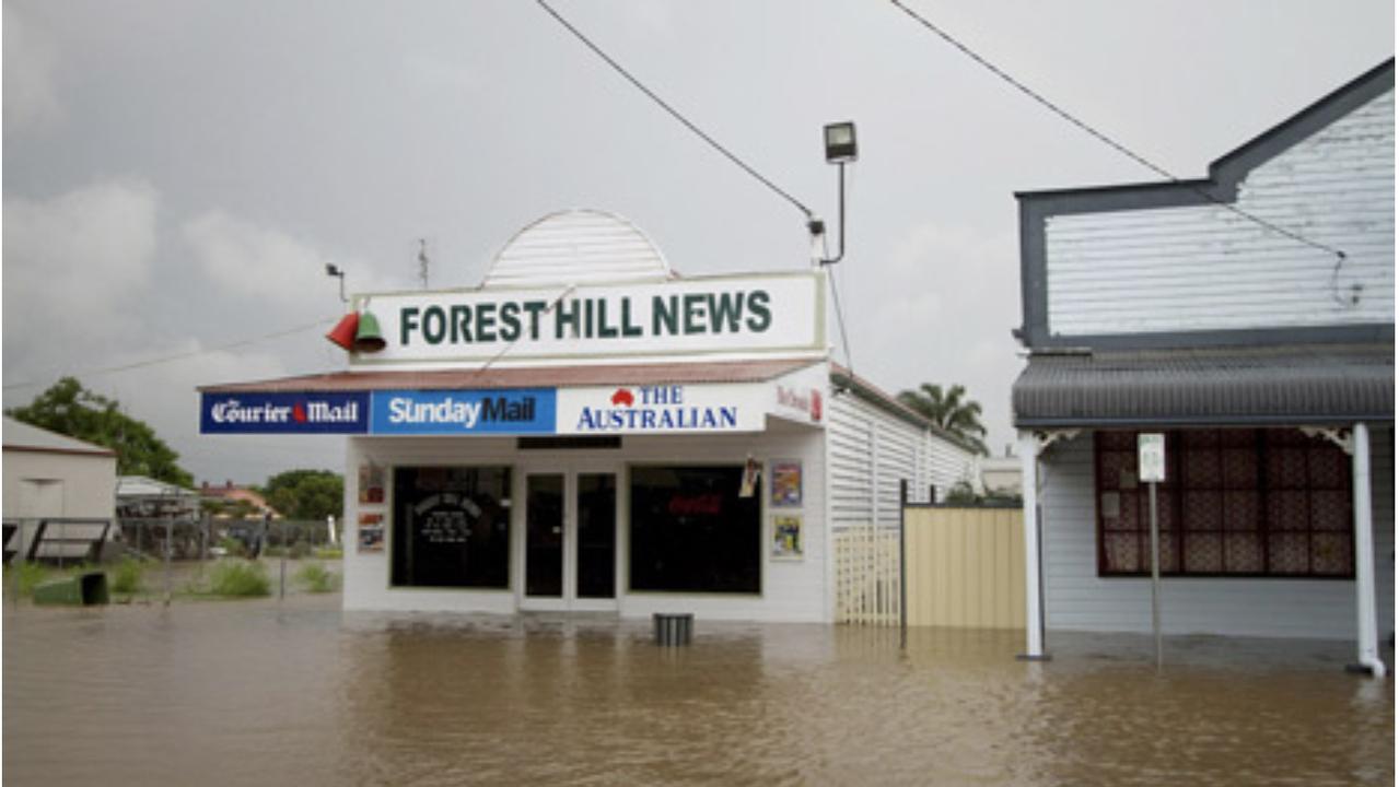 The Forest Hill newsagency during the 2013 floods.