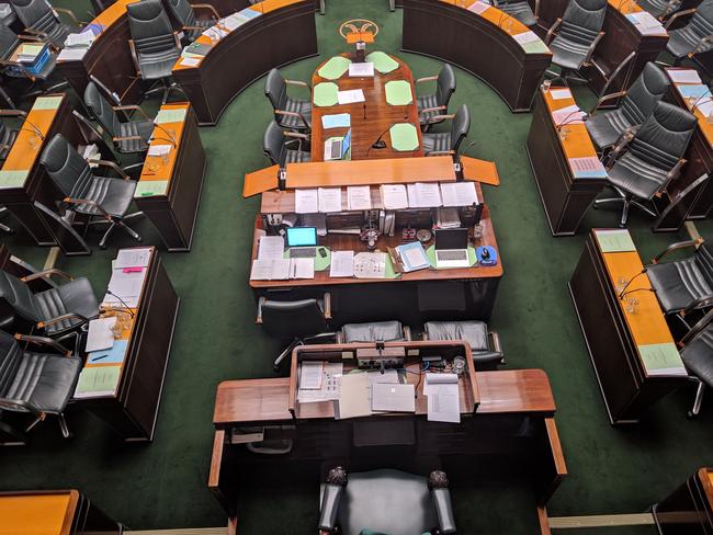 Tasmania's Lower House sits empty during a 90-minute adjournment. Picture: DAVID KILLICK