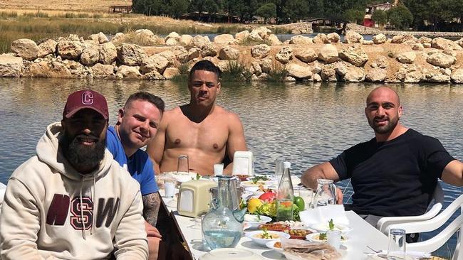 Parramatta Eels end-of-season trip to Lebanon, with (from left) Nathan Brown, Michael Jennings, Jarryd Hayne and Mitchell Moses.