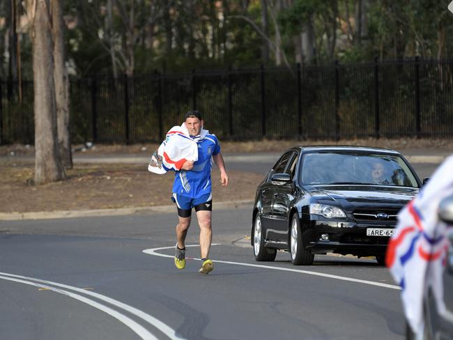 Isak Ketsakitis nears Fairfield on his long run from Wollongong.