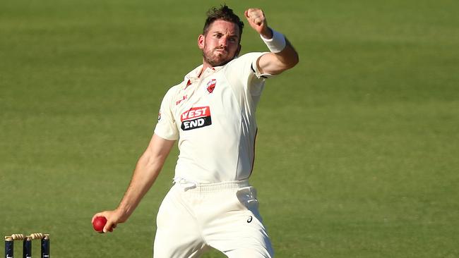 Chadd Sayers in action for South Australia in the Sheffield Shield.