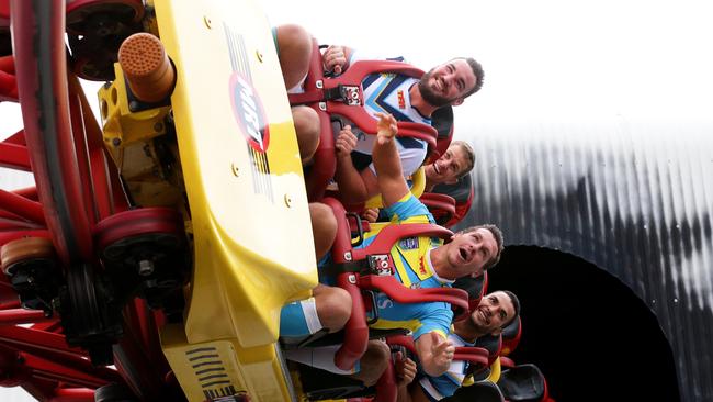 Gold Coast Titans players at Movie World.