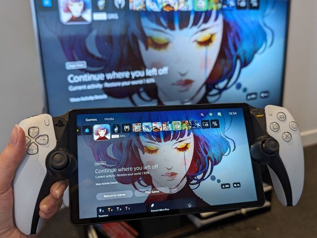 The PlayStation Portal streams PS5 games straight to its screen. Picture: Lauren Chaplin/news.com.au