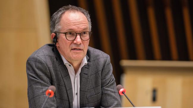 Wuhan mission leader Peter Ben Embarek delivering remarks during a press conference in February. Picture: AFP