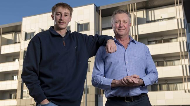 Tony Symonds, pictured with son Clayton, says the Bank of Mum and Dad can make a big difference. Picture: Naomi Jellicoe