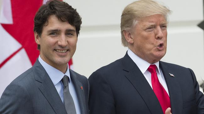 Donald Trump with Canadian Prime Minister Justin Trudeau at the White House in 2017. Picture: AFP