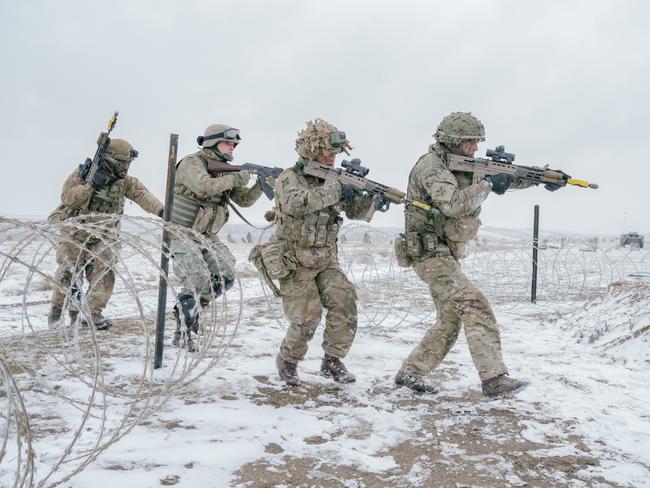 British soldiers train in Smardan, Romania. Picture: Andrei Pungovschi/Getty Images