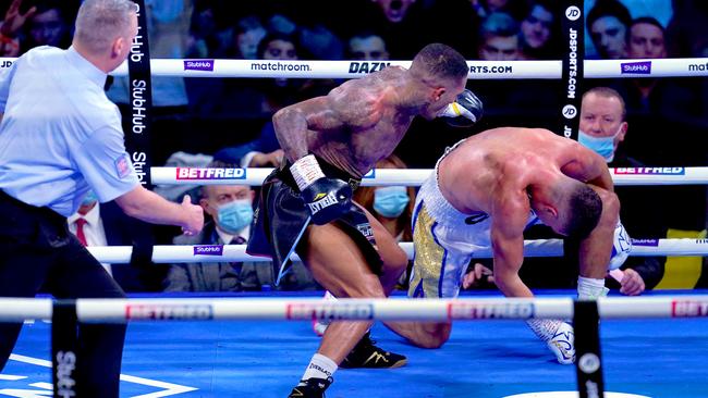 Conor Benn knocks out Chris Algieri. Photo by Nick Potts/PA Images via Getty Images