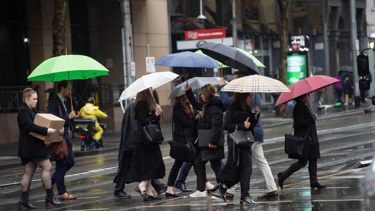 A low pressure system is continuing to bring chilly and wet weather to large parts of the country’s southeast. Picture: NewsWire / Nicki Connolly