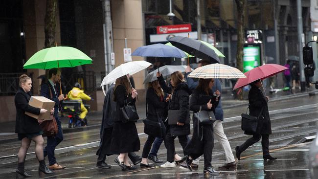 A low pressure system is continuing to bring chilly and wet weather to large parts of the country’s southeast. Picture: NewsWire / Nicki Connolly