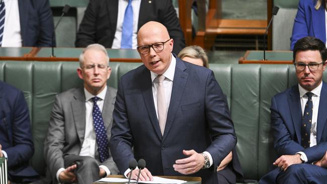 Opposition Leader Peter Dutton delivers his budget in reply address in the House of Representatives at Parliament House in Canberra last week. Picture: Martin Ollman/NCA NewsWire