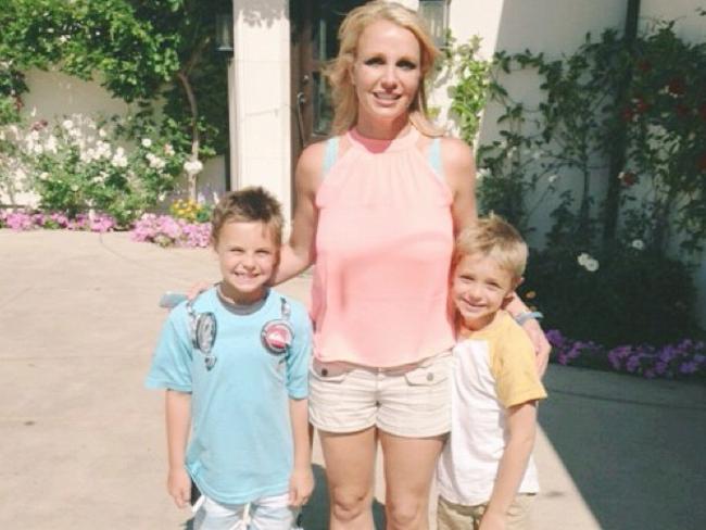 ‘Devastated’ ... Britney with her two boys at home.