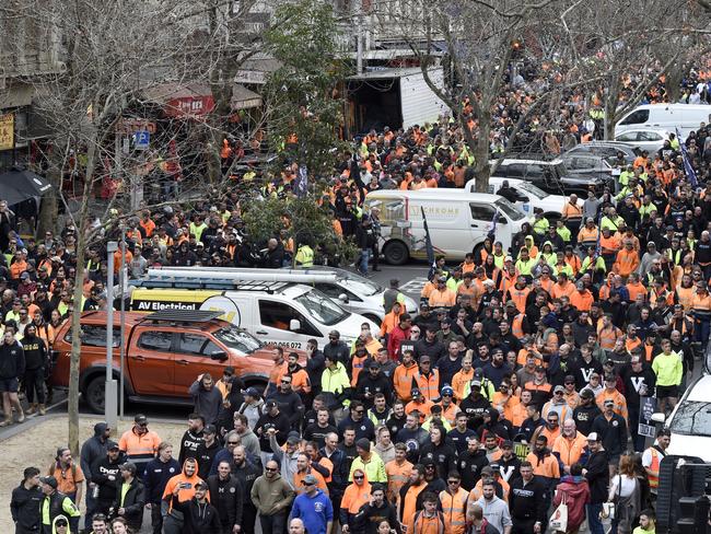 Protesters take over Melbourne streets. Picture: Andrew Henshaw