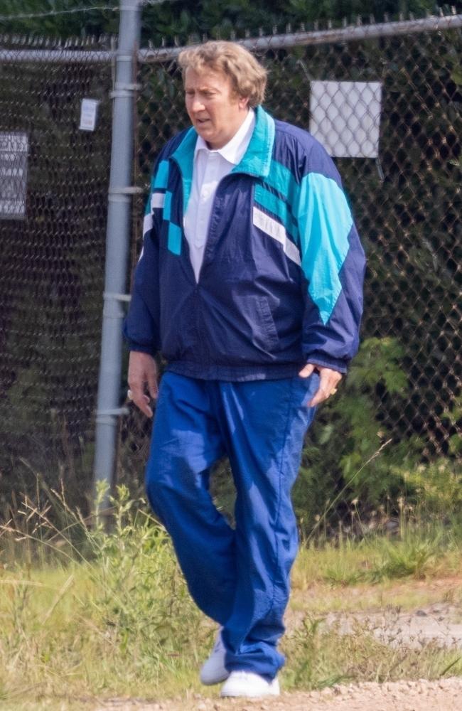 Hollywood star Nicolas Cage looks unrecognisable on the Atlanta set of his new movie Madden. Picture: BACKGRID